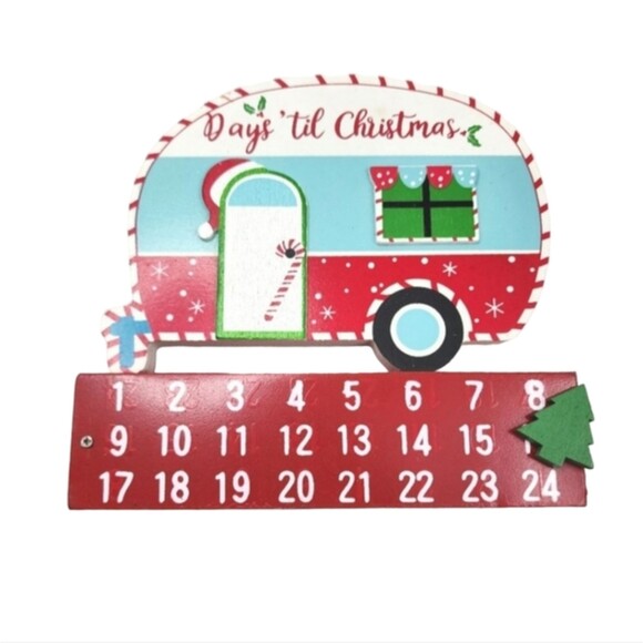 Christmas Camper Themed Days til Christmas Magnetic Calendar 6.25"X6.75"X1" - Picture 1 of 7